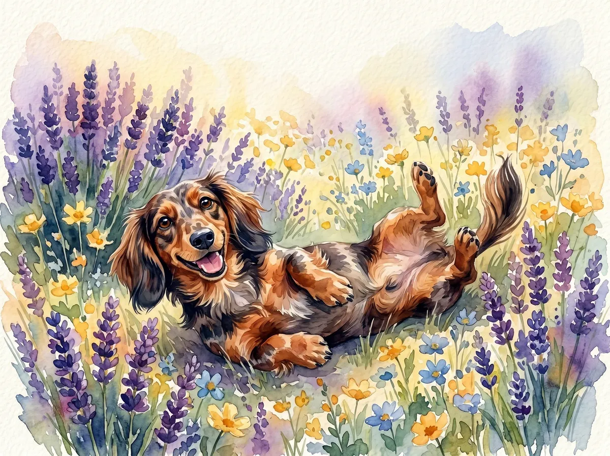 Dachshund watercolor calendar month 5